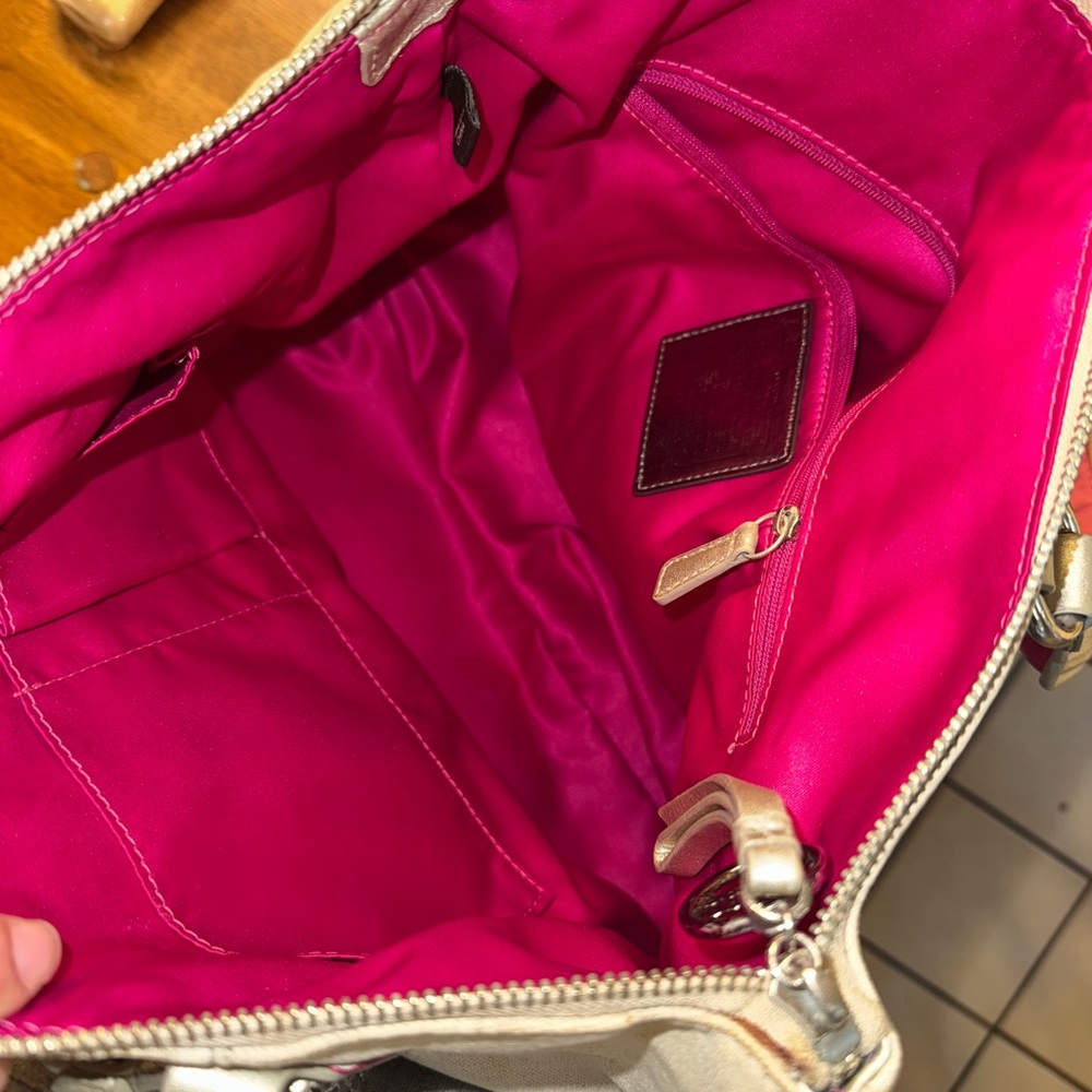Coach Poppy Canvas Tote with Pink and Silver Accents - Picture 6 of 6